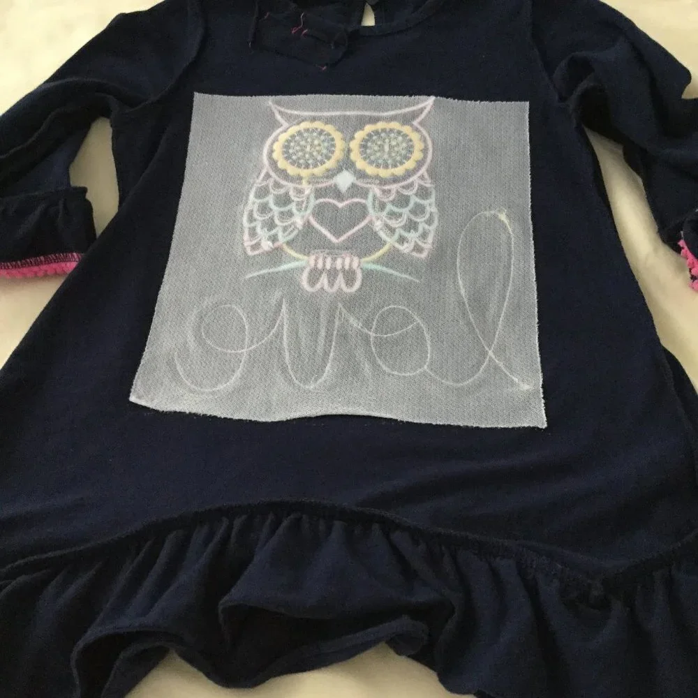 Emily Rose Navy & Pink Ruffle Trim Owl Love Top - Picture 9 of 10